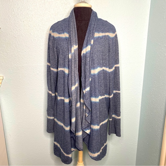 Knox Rose Blue Tie Dye Open Front Cardigan Jacket - Picture 1 of 7